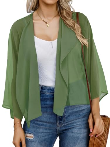 Image of Womens Summer Tops Short Shrugs Kimono Cardigans Casual Chiffon Bolero Jackets 2026
