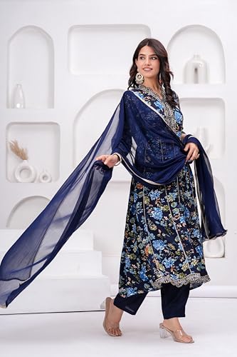 Image of MANHAREE | Women's Rayon Kurta with Pant & Dupatta Set