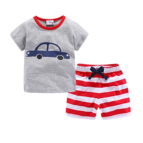 Image of LittleSpring Boys Summer 2piece Outfits Short Sleeve T-Shirt and Shorts Set