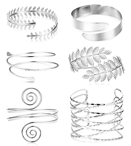 JeweBella 6 PCS Bracciale con Polsino Superiore per Donna Bracciale con Bracciale Aperto Bracciale con Bracciale a Foglia Set di Gioielli Regolabile