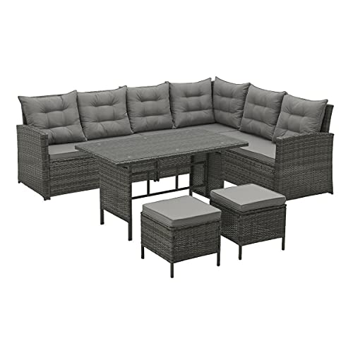 YJYDD Essgruppe Gartenmöbel Rattan Set Dining Lounge Farbwahl (Color : Schwarz) – Bild 3