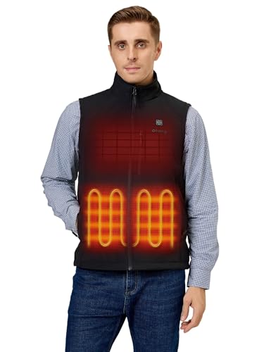 ORORO Men's Heated Softshell Vest with USB-C Rechargeable Battery, Soft Shell Heated Golf Vest for Men (Black, XL)