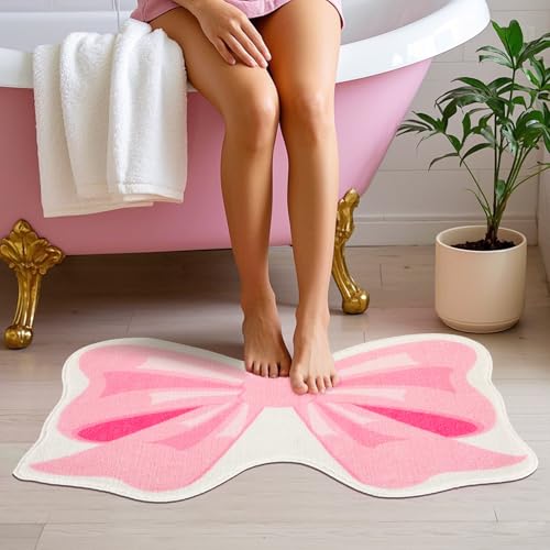 Tapete baño rosa lazo 70x54 cm antideslizante miniatura 6