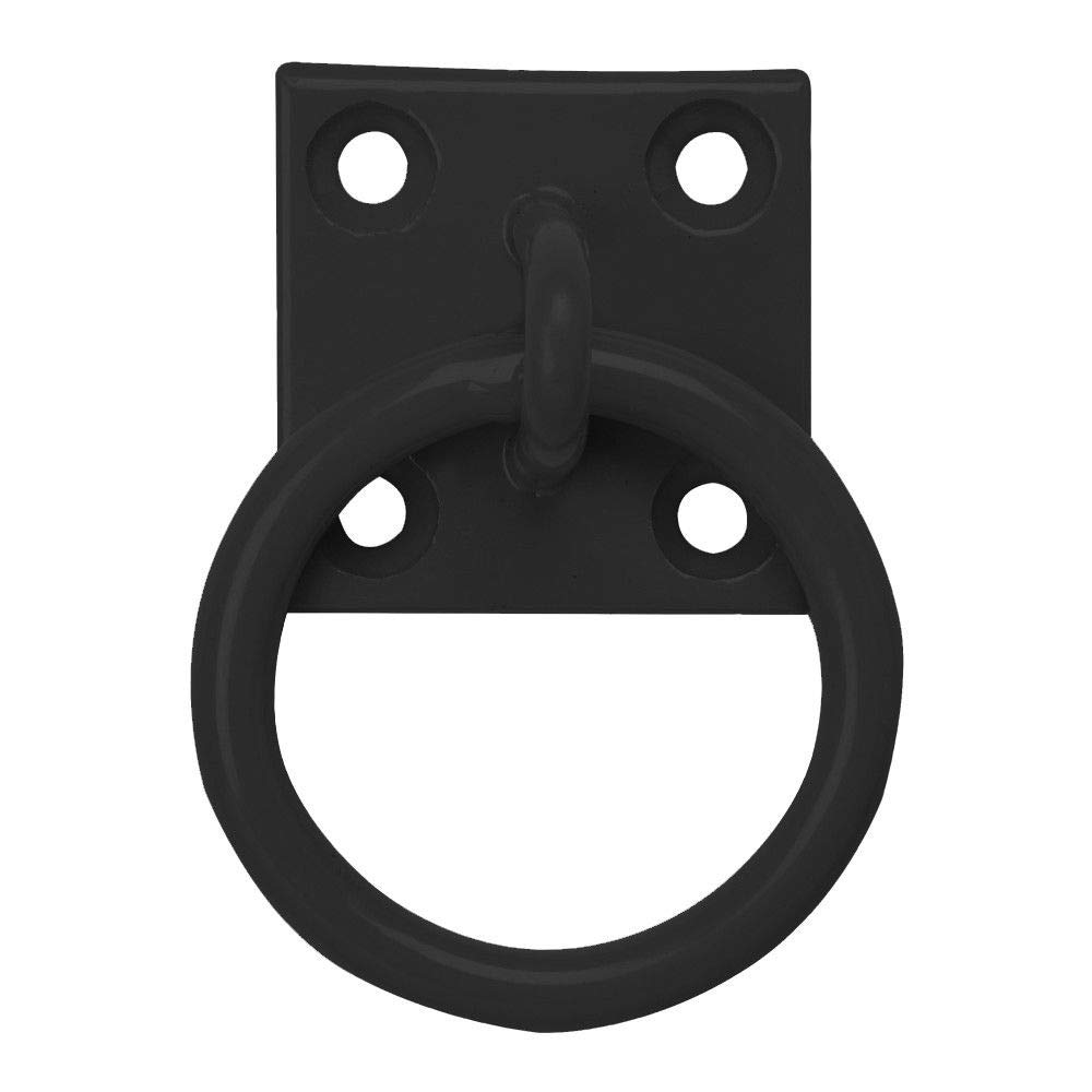 Haven Heritage Black Equestrian Coloured Tie Ring On 50Mm Plate Stable Tie Up Ring Horse Pony (Black)