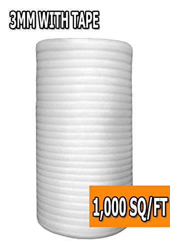 AMERIQUE 691322302899 3mm Flooring Underlayment Padding with Tape 3-in-1 Heavy Duty Foam, 1000
