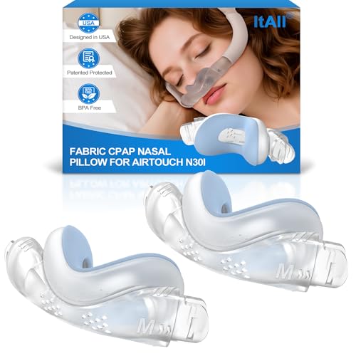 2PCs Replacement CPAP Fabric Nasal Pillow Mask Cushion (M) for Airfit N30I & Airtouch N30I Improved QuietAir N30i - Effictive Moisture-Wicking & Redness-Reducing ItAll Supplies Accessories
