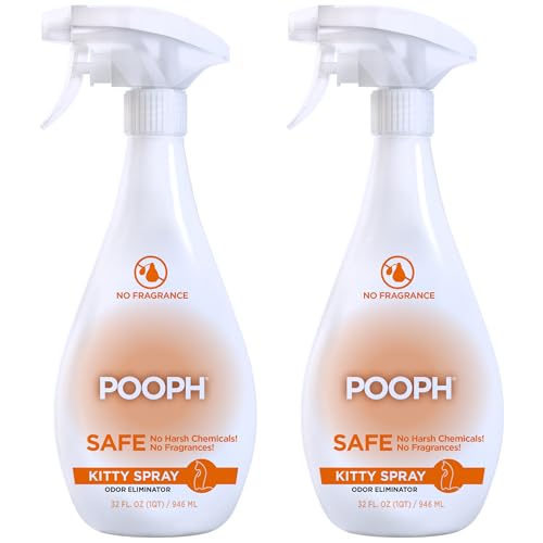 POOPH Kitty Spray - Odor Eliminator, 32oz - Dismantles Odors on a Molecular Basis, Cats, Freshener, Eliminator, Urine, Poop, Pee, Deodorizer, Fresh, Clean, Furniture, Potty, Safe - 2 Pack