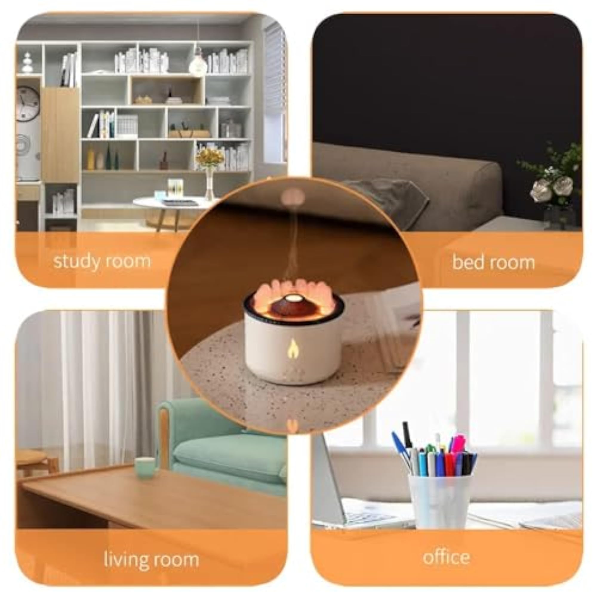 SCILLA Volcano Aromatherapy Humidifier with Flame & Light Timer