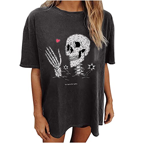 Image of Summer Y2k Tops for Womens, Casual Vintage Short Sleeve T-Shirt, Girls Oversize Loose Round Neck Elastic Tee