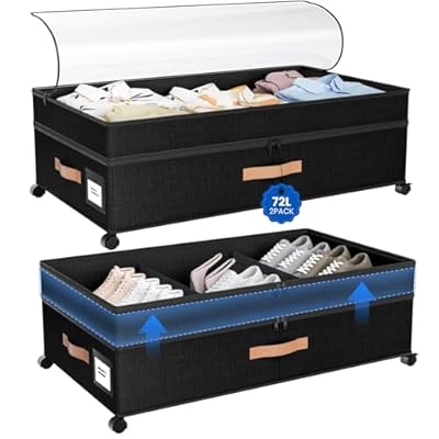 Mqaue Under Bed Storage with Wheels, 72L XXL Un...