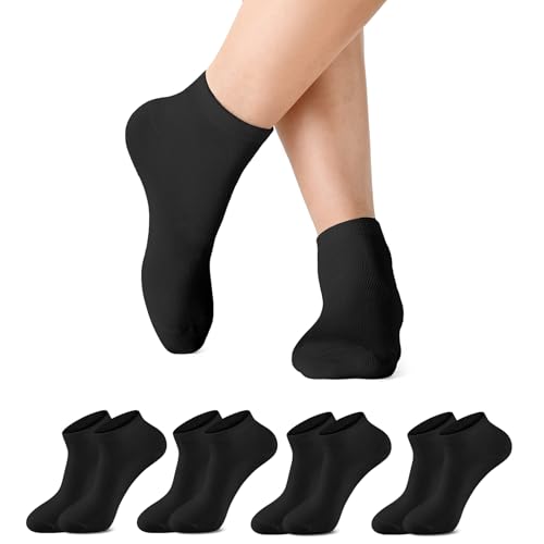 Stanpetix Ankle Socks for Women - Low Cut Women's Socks 4 Pairs (Black,One Size)