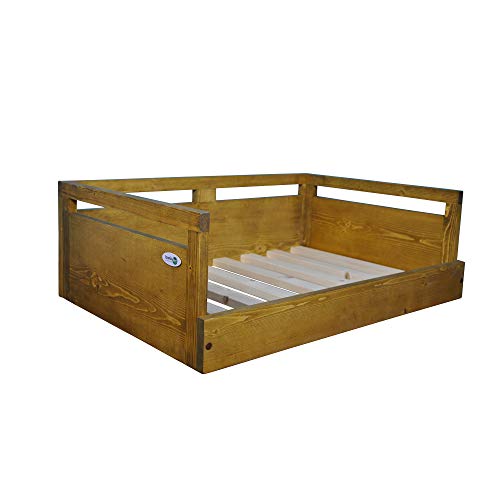 Iconic Pet Sassy Paws Wooden Pet Bed With Paw Printed Comfy Cushion For Dogs & Cats In Varying Sizes & Colors #TOP5