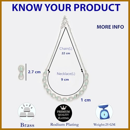 Image of ZENEME Rhodium-Plated American Diamond Studded Disc-Shaped Necklace With Earrings Jewellery Set For Girls and Women