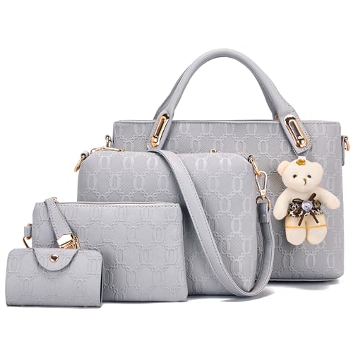 Image of Purse for Women Fashion Medium Shoulder Bag Crossbody Handbag Set 4PCS | Stylish Style,Chain Texture Design,with a Crossbody Strap,4-in-1 Multi-Style Purse Set