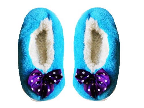 Cozy Slipper Sock Girls (M/L, Aqua/White/Purple)