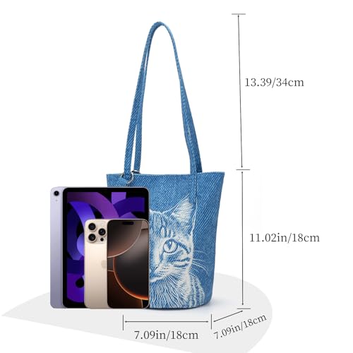 Image of Shoulder Bag for Women, Cotton Canvas Bucket Bags Tote Purse Cute Crossbody Bag Designer Ladies Handbags