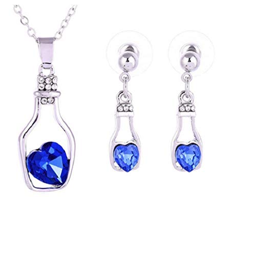 Preisvergleich Produktbild Inception Pro Infinite - Schmuckset - Halskette - Damenherzohrringe - Flasche - Blaue Farbe - kleines Herz
