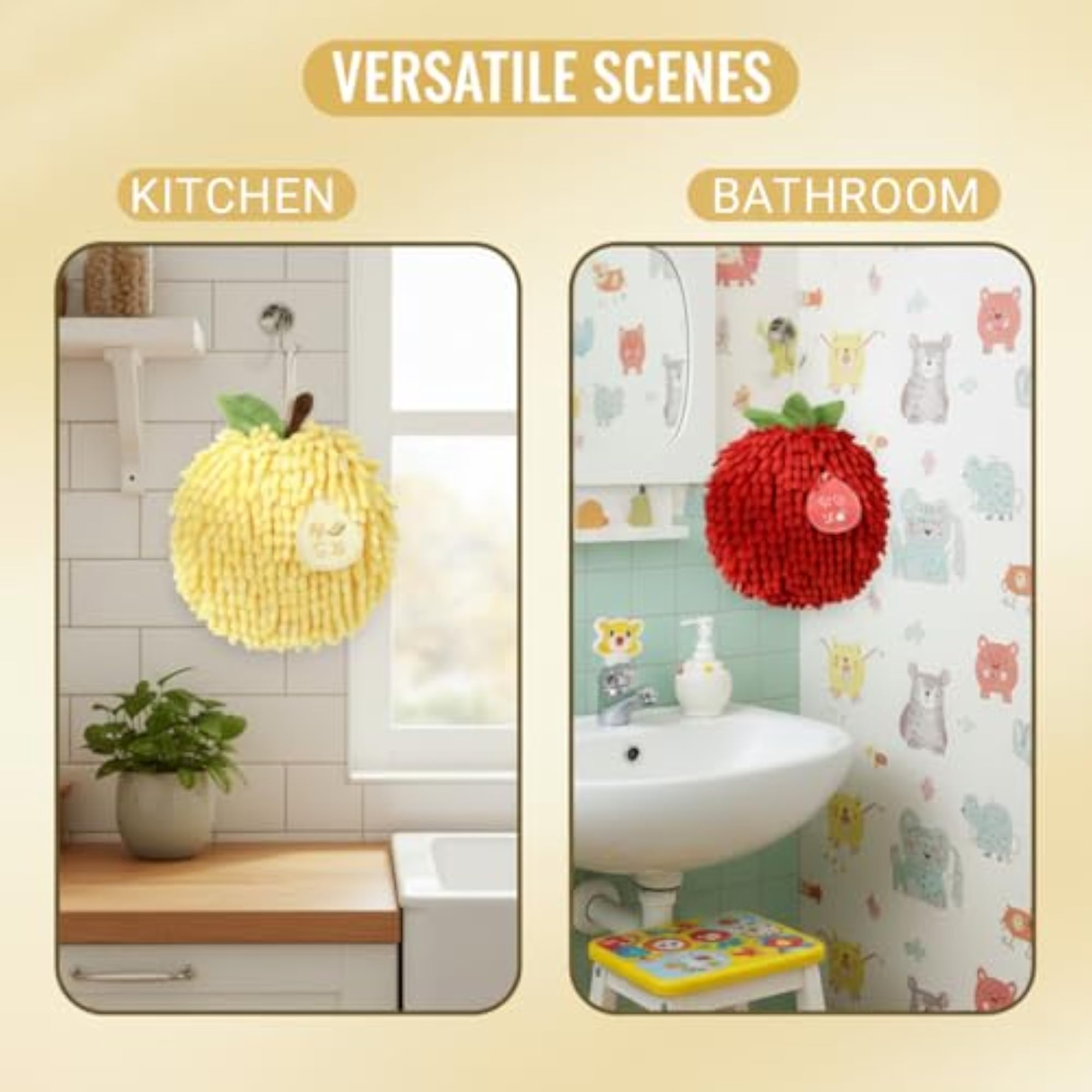 Fruit Design Chenille Hand Towels, Cute Kitchen Gift