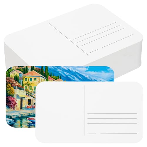 PATIKIL 100 Sheets Watercolor Postcards, 100% Cotton 4x6 Inch Blank Rounded Corners Water Color Paper Post Cards Rough for Mailing Art Painting Drawing, 140lb/300 GSM