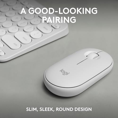 Image of Logitech Pebble 2 Combo, Wireless Keyboard and Mouse, Quiet and Portable, Customizable, Logi Bolt, Bluetooth, Easy-Switch for Windows, macOS, iPadOS, Chrome - Tonal White