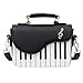 Zeph Hosea Women Piano Pattern Music Note Top Handle Satchel Mini Size Crossbody Tote Bag Purse (Black)