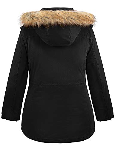 Soularge Women's Winter Plus Size Sherpa Lined Jacket with Detachable Hood2