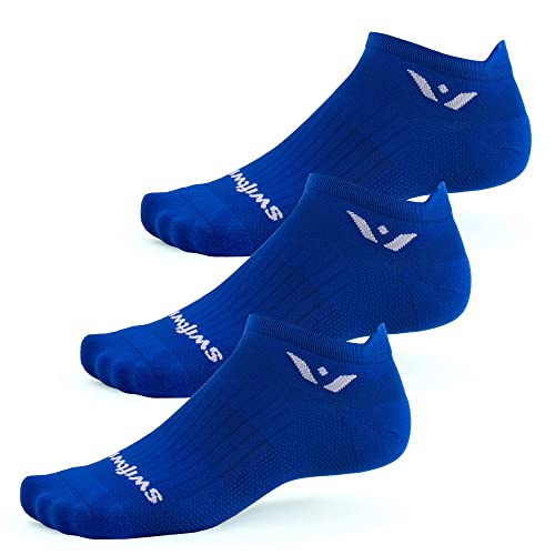 Swiftwick- ASPIRE ZERO Tab (3 Pairs) Running Socks, Cycling Socks, Firm Support (Cobalt, X-Large)