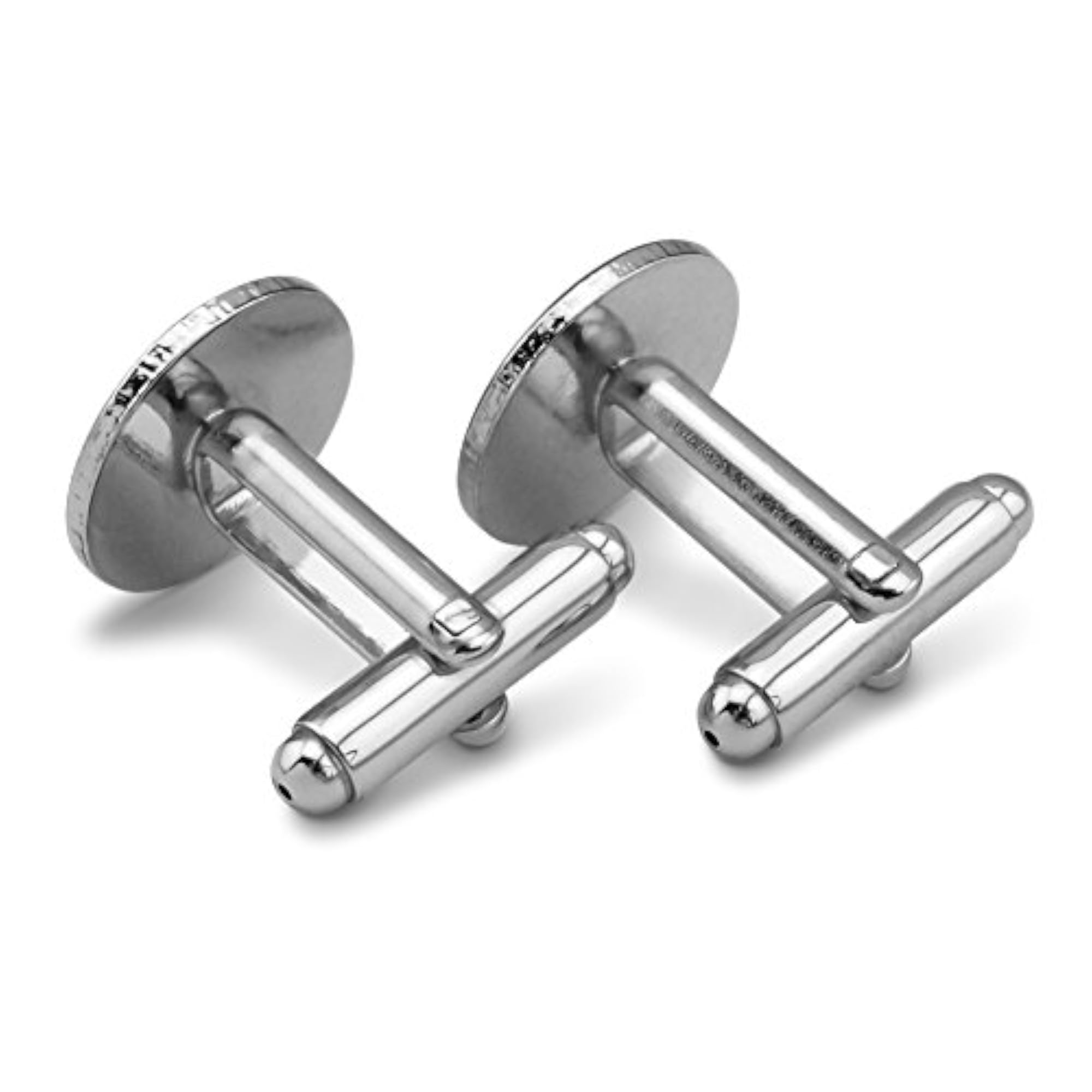 Bass Fish Swimming in River Round Cufflink Set Silver Color, Gift for Him