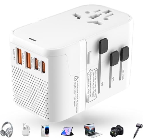 220V to 110V Converter Voltage Converter US to Europe Voltage Converter for Hair Dryer with 2 USB A and 2 USB C, European Travel Adapter Power Converter Adapter Combo from US to Italy UK AUS..