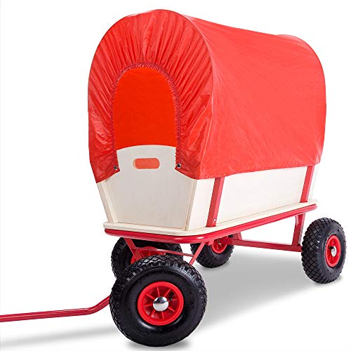 Deuba Bollerwagen Holz bis 180 kg 4 Profil Luftreifen Handwagen Transportwagen Allround Stahlrohrrahmen Rot Gartenkarre - 8