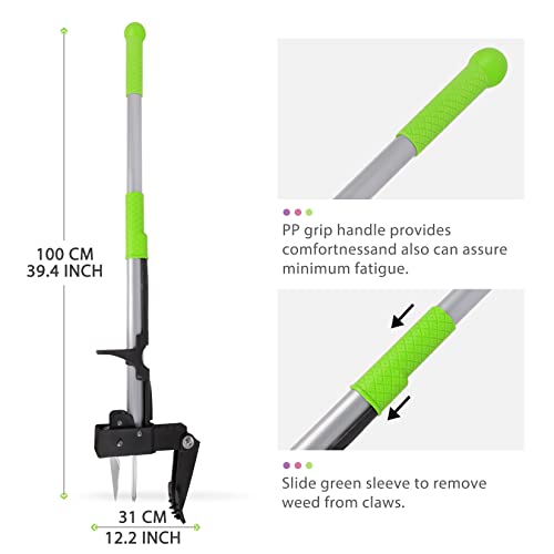Foto von ORIENTOOLS Unkrautstecher, unkrautstecher löwenzahn, Unkrautentferner mit 4 Edelstahlkrallen, Edelstahlgriff, Pflanzen Wurzelentferner, Gartenwerkzeug, 100cm Länge