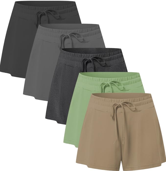 5 Pack: Womens SuperSoft Comfy Stretch Pajama Lounge Shorts Elegant Sleepwear Cozy Pajama Bottoms Cute Sleep Shorts