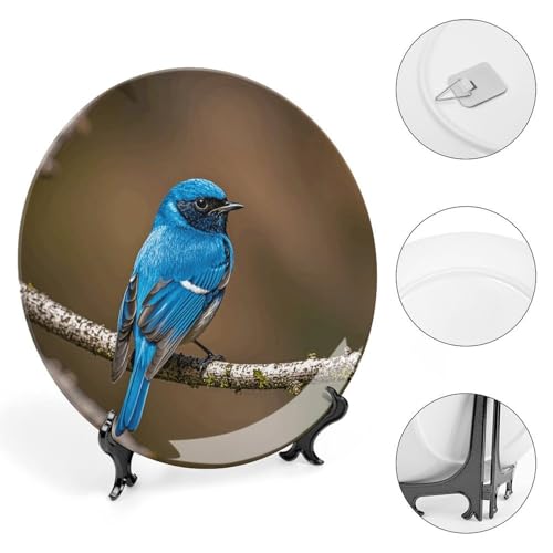 Plato decorativo Blue Bird de porcelana 7 in miniatura 4