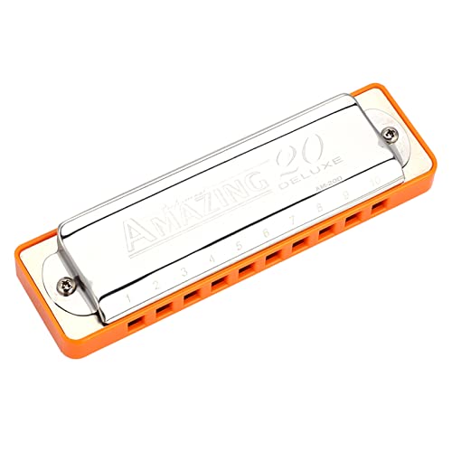 Harmonica Blues AM-20D en alliage de bronze phosphoreux pour un usage quotidien (orange) - Les Beatles, Paul McCartney, John Lennon, RIngo Starr, George Harrison Harmonica Blues AM-20D en alliage de bronze phosphoreux pour un usage quotidien (orange)