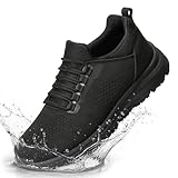 ZCVQX Work Shoes for Men Water-Repellent Kitchen Chef Tennis Shoes for Men Comfy Breathable Food Service Restaurant Sneakers All Black