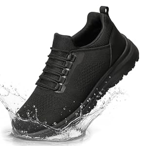 Zapatos de trabajo sin cordones para hombre, repelentes al agua, para cocina, chef, tenis para hombres, cómodos, transpirables, para servicio de alimentos, restaurante, todo negro