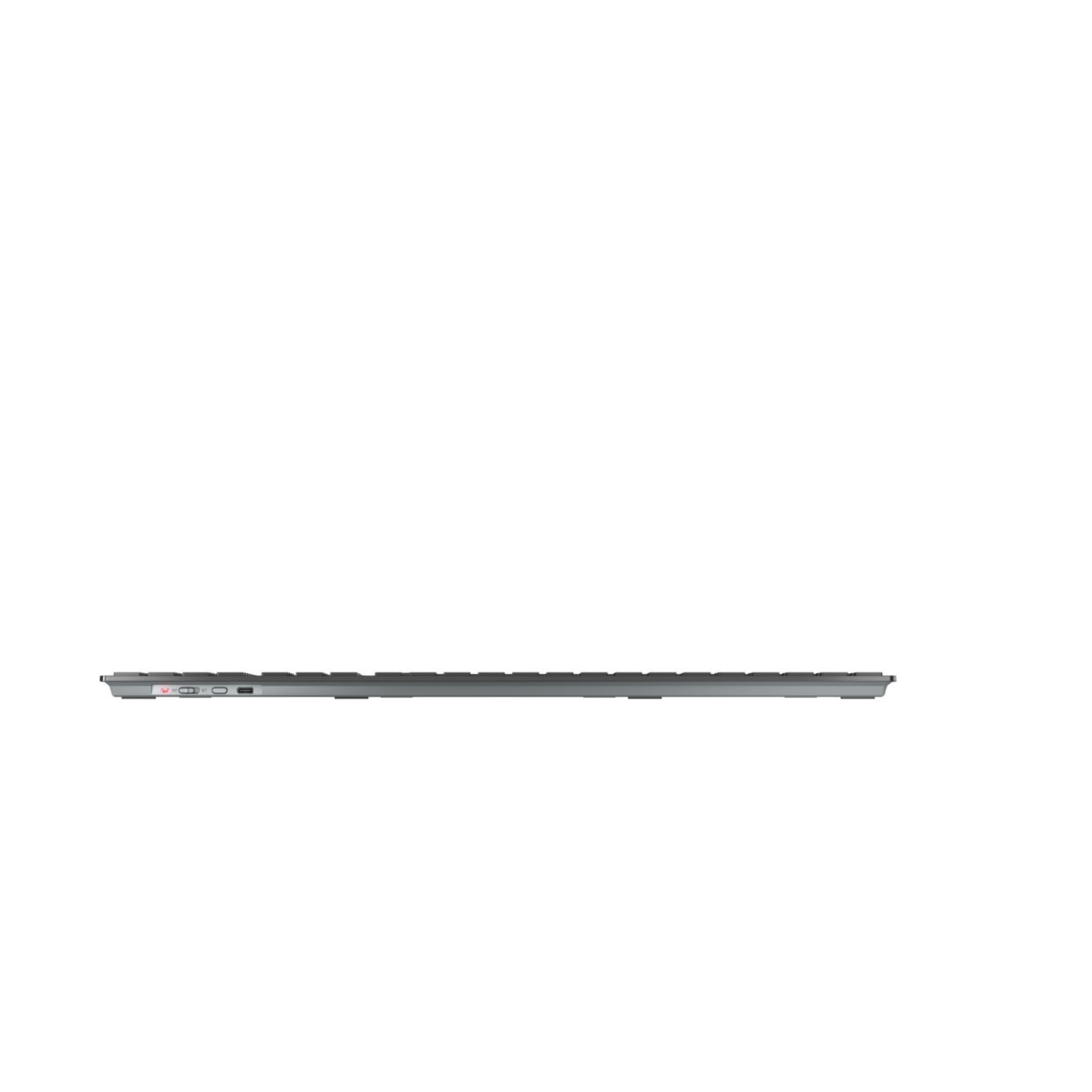 CHERRY KW 9100 SLIM, Bezprzewodowa klawiatura, Układ EU (QWERTY), Do wyboru Bluetooth lub 2,4 GHz, Płaskie klawisze, Akumulator, Czarny-Szary