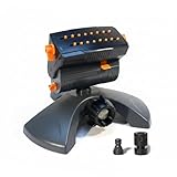 RAYCAVE Mini Turbo Oscillating Water Sprinklers for Yard, Garden Sprinkler with Large Base, Adjustable Width, Range and Flow Rate, 16 Nozzles, Grey