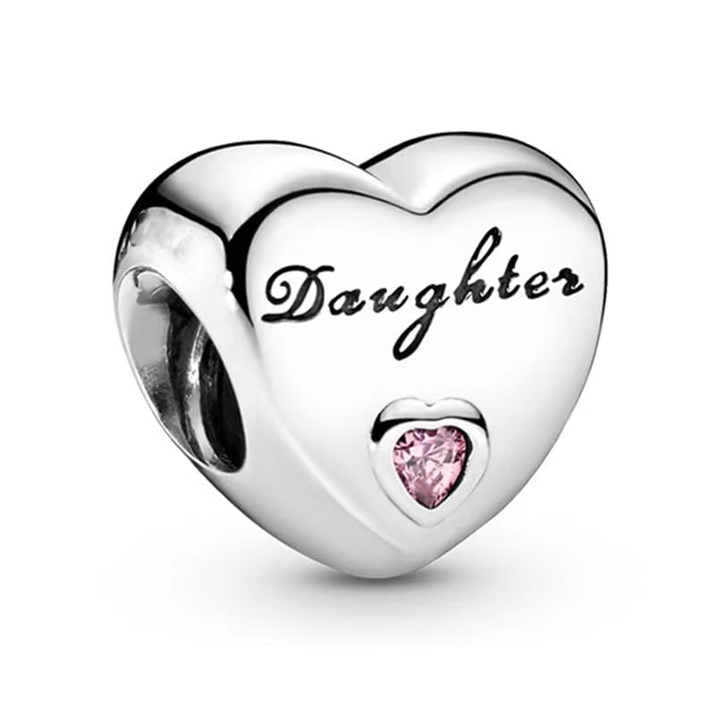 KFRS New Womens S925 Sterling Silver Heart Charms For Bracelets Gift For the Family and Friends