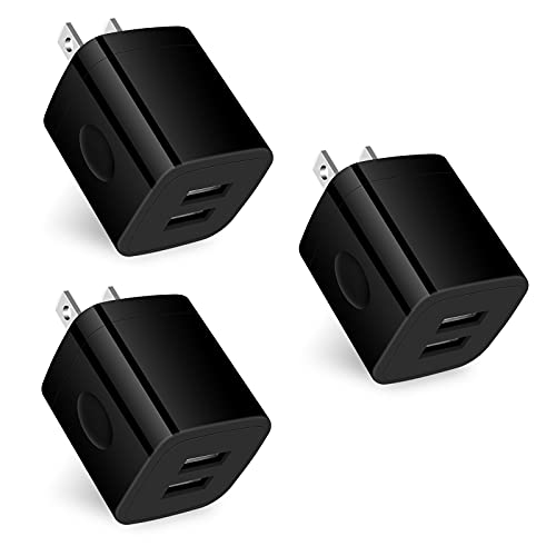 iPhone Charger Box,5V 2.1A Phone Charger Adapter 3Pack Dual Port Fast Charging Block USB Plug Cube Compatible with iPhone SE 2022 12 11 XS XR 8 7 6S, Samsung Galaxy S21 S20 S10, Oneplus N10 5G, Moto