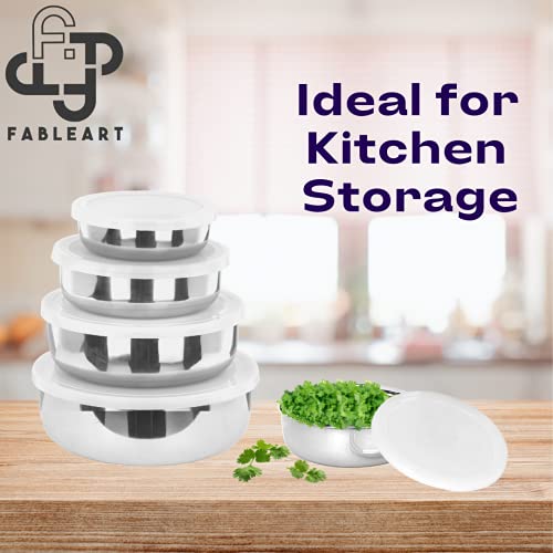 Image of Stainless Steel Storage Container Set; Kitchen Lid Bowl Set; Steel Fridge Container; Tiffin Box; Serving Bowls- Set of 5 Pcs
