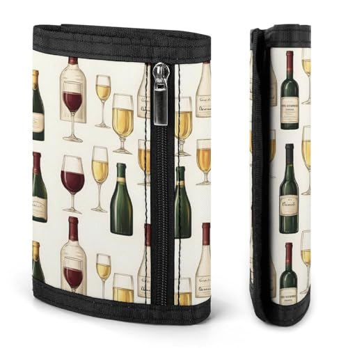 Red Wine Champagne Print Wallet for Men, 8 Credit Card Holder Slim Minimalist Front Pocket Small Mens Bifold Wallets2