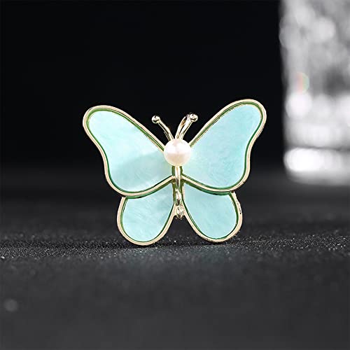 Image of GBAHFY Butterfly Pearl Brooch Gold Elegant Bridal Vintage Style Pins Wedding Banquet Anniversary Brooch for Women (Blue)