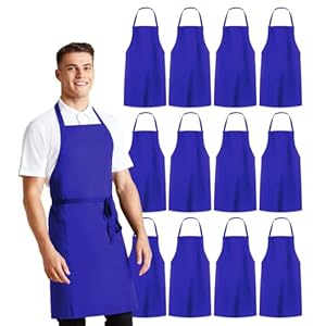 Aprons Unisex Bib Aprons – 100% Polyester Chef Apron with Extra Long Ties – Cooking Apron for Men Women