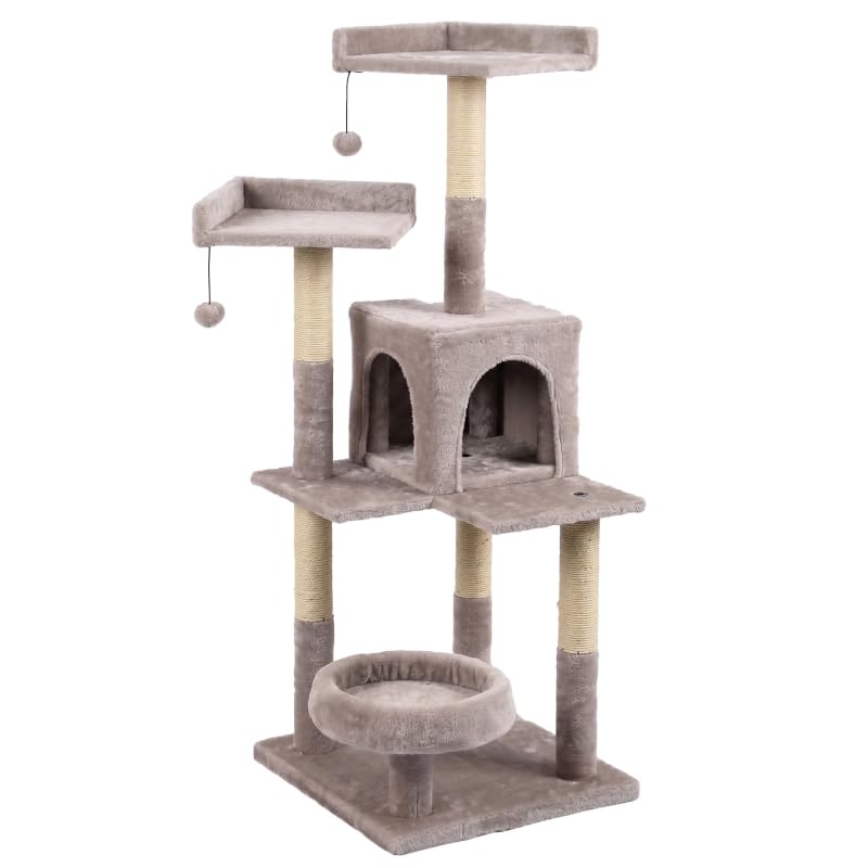 Tommy Çok Katlı Lüks Kedi 45x45x121 Evli Tırmalama Bej