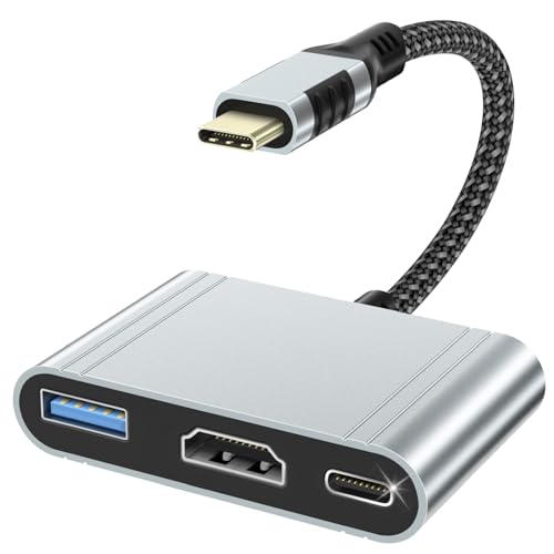 Cuszwee USB C HDMI Adapter, USBC Digital AV Multiport Hub mit 4K HDMI, USB 3.0, Type-C PD 3.0 für iPhone, iPad Pro/Air, MacBook, Samsung S25, Surface, Monitor, Projector
