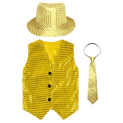 JEYPINMI Boys Girls Jazz Hip Hop Dance Waistcoat Choir Fancy Show Sequins Vest Sleeveless Jacket4