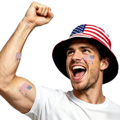 Wildarms USA Stripes Reversible Bucket Hat with Temporary Tattoos Blue