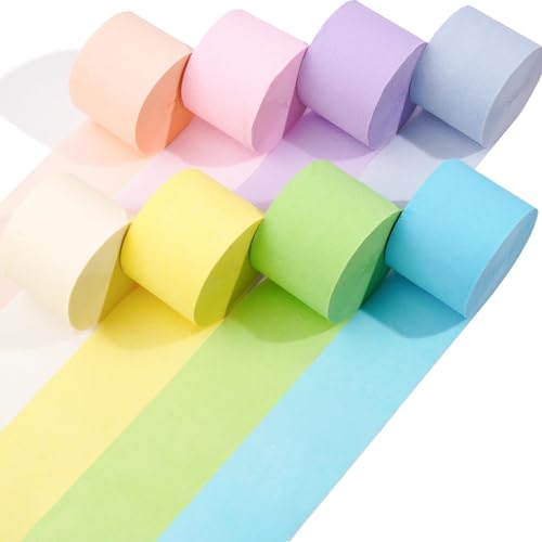 Captain Decor 8 Pastel Streamers 656ft Pack of Pastel Birthday Decorations Rainbow Party Decorations Backdrop Party Supplies for Wedding Decor (1.8 inch x 82 ft/Roll)