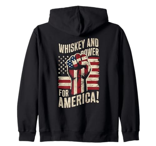 Whiskey and Power for America Patriotic Fist Flag Sudadera con Capucha